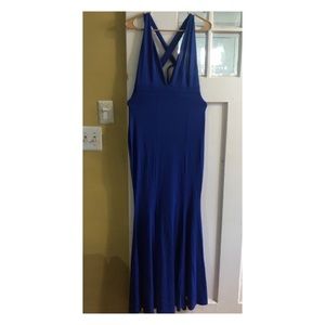 Royal Blue Sexy Deep V-Cut Maxi Dress